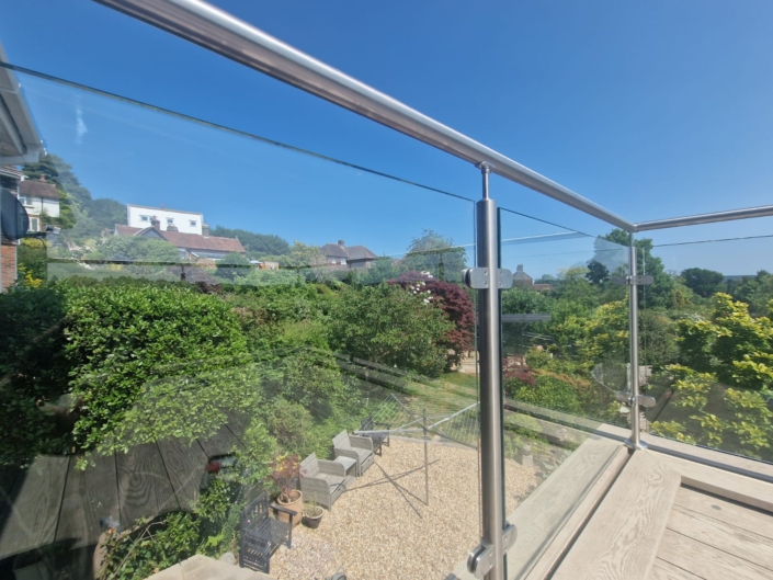Brushed stainless steel glass balustrade installed for a client in Tunbridge Wells